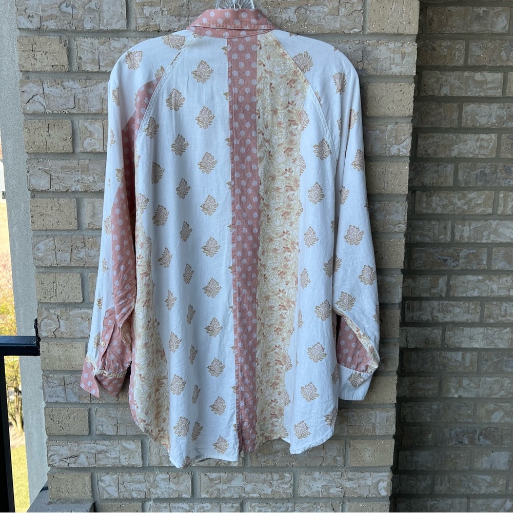 Wilfred Free Aritzia Boyfriend Linen Patchwork Shirt - Picture 4 of 5